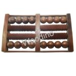 The Woodino Acupressure Wooden Massager and Smoother features two sets of textured rollers with smooth round beads for relaxation and massage, shown on a white background with Woodino written diagonally across it.
