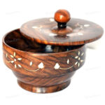 Woodino Sheesham Wood 5 Inch Bowl With Lid