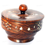 Woodino Sheesham Wood 5 Inch Bowl With Lid