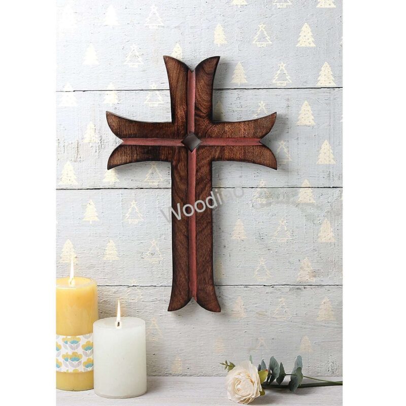 Woodino Christian Cross Mango Wood Wall Decor Showpiece