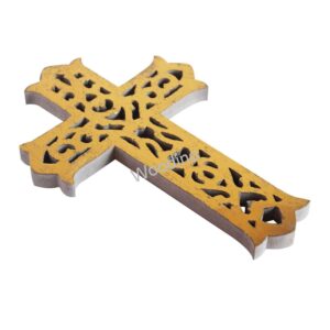 Woodino Jesus Christ Wooden Golden Cross