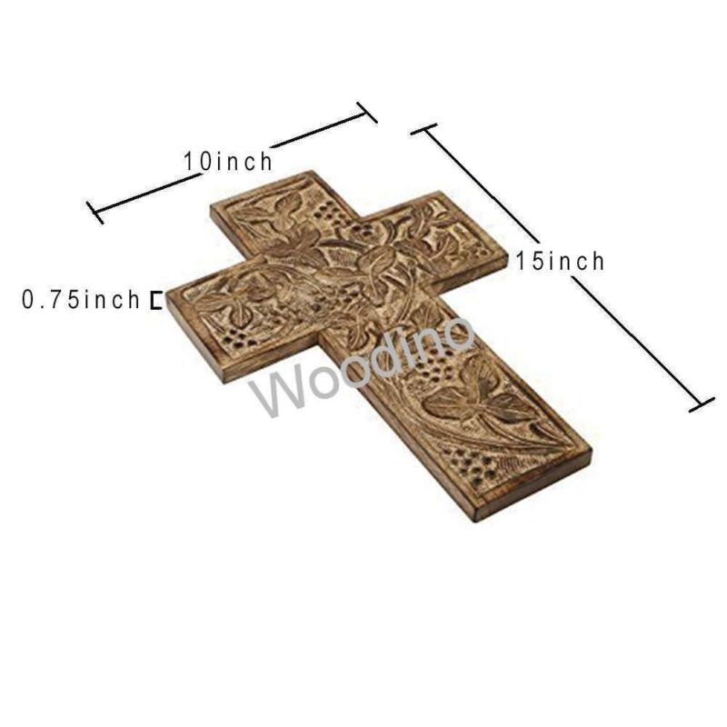 Woodino Antique Look Wooden Carving Jesus Cross
