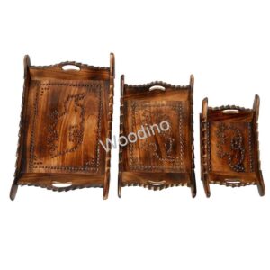 Woodino Set of 3 Antique Wooden Tray