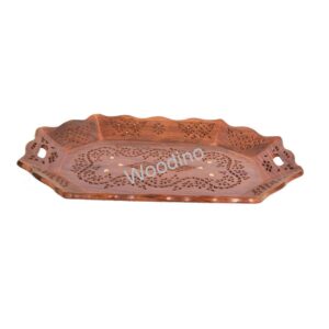 Woodino Wooden Sheesham Brass Work Tray