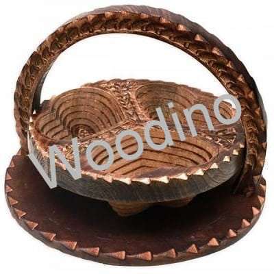 Woodino Wooden Antique Heart Shaped Folding Basket