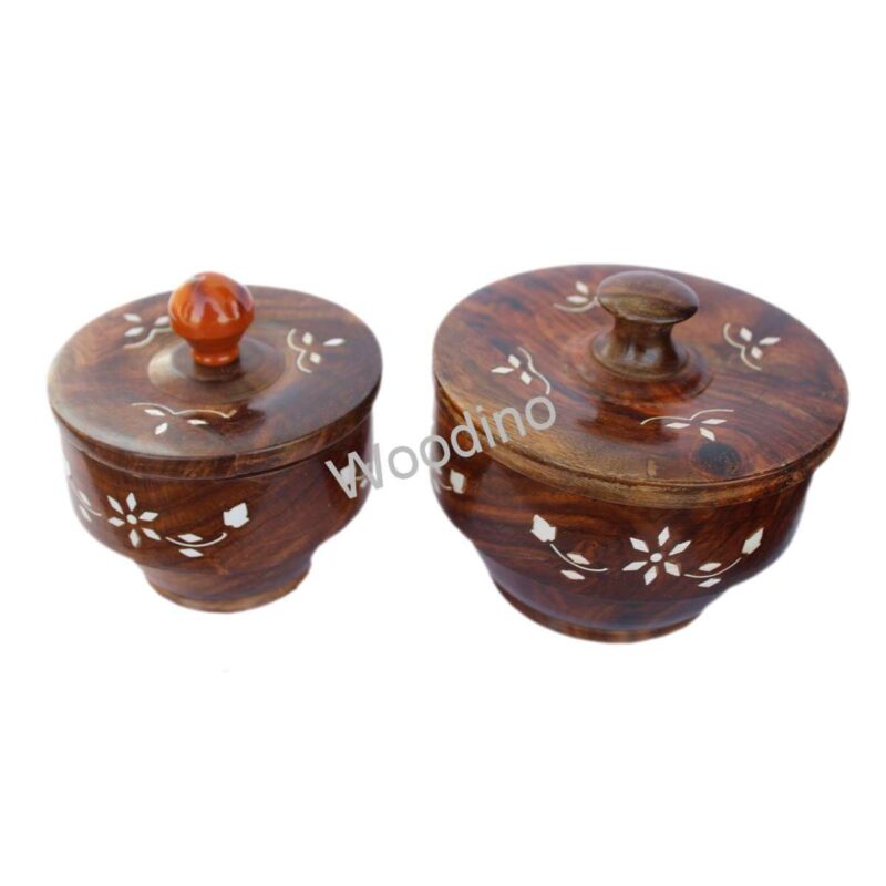 Woodino Bowl Sugar Pot 4 Inch & 5 Inch