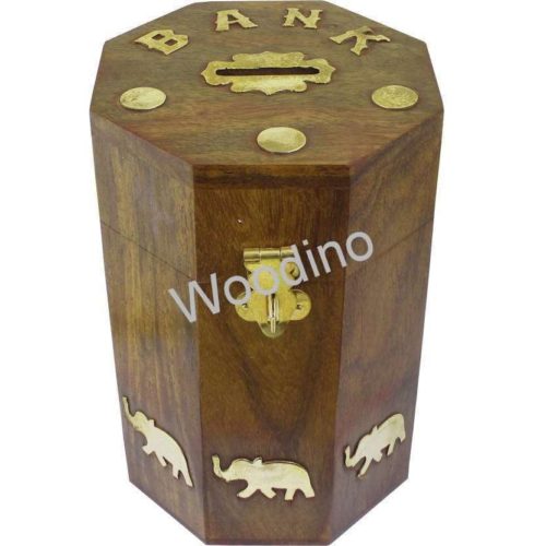 Woodino Octa Wooden Coin Bank