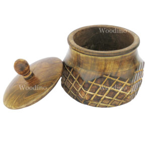 Woodino Engraved Mango Wood Spice Container