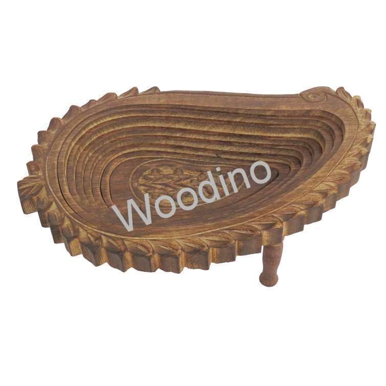 Woodino Mango Wood Antique Folding Spring Tray
