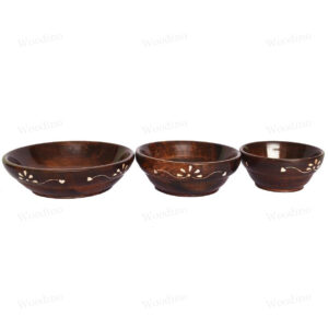 Woodino Wooden White Work Bowl Set of 3