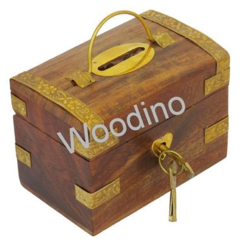 Woodino Handle Small Chest Money Bank