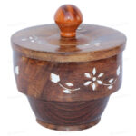Woodino Wooden Container Sugar Bowl 4 Inch with Lid