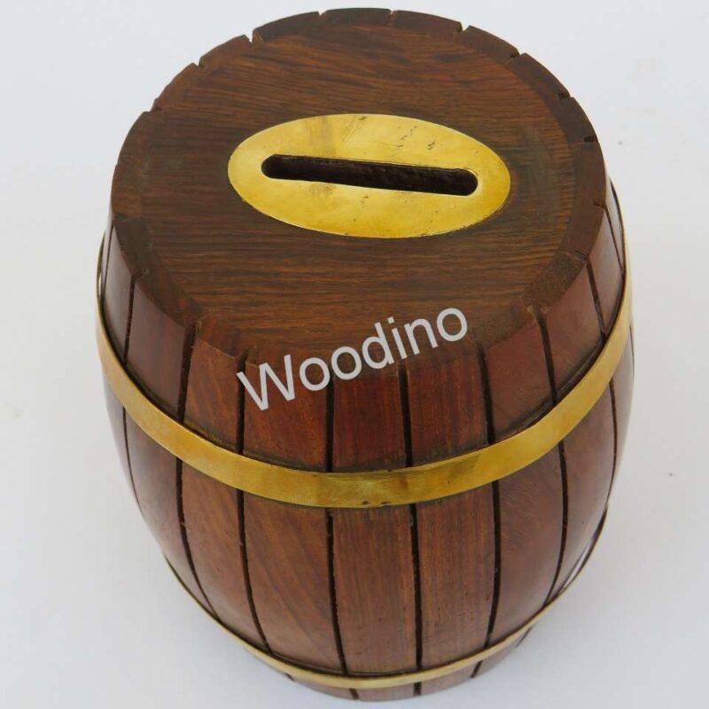 Woodino Wooden Barrel Shape Golden Strip 6x5"