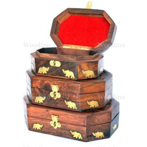 Woodino Wooden Jewellery Box Set of 3