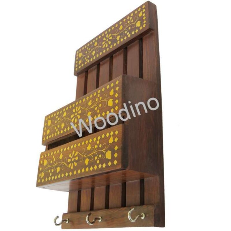 Woodino Full Brass Work Wall Latter Rack