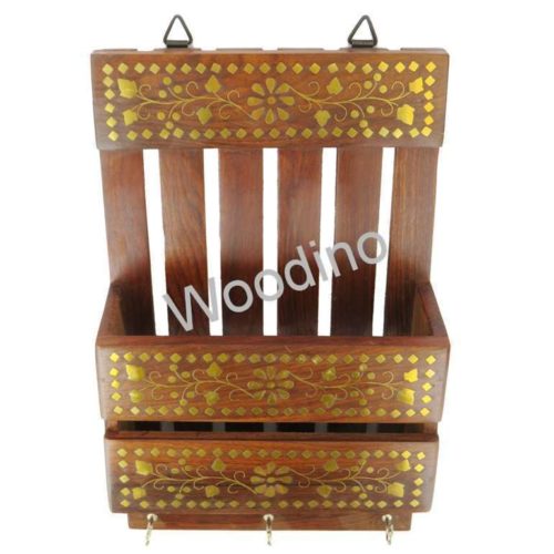 Woodino Full Brass Work Wall Latter Rack