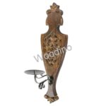 Woodino Mango Wood & Iron Wall Candle Stand