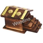 Woodino Hut Design Mango Wood Tea Coaster Set