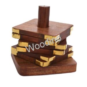 Woodino Pole Middle Stick Wooden Coaster Set