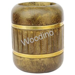 Woodino Antique Golden Round Pen Jar
