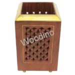 Woodino Sheesham Jali Rectangle Pen Jar