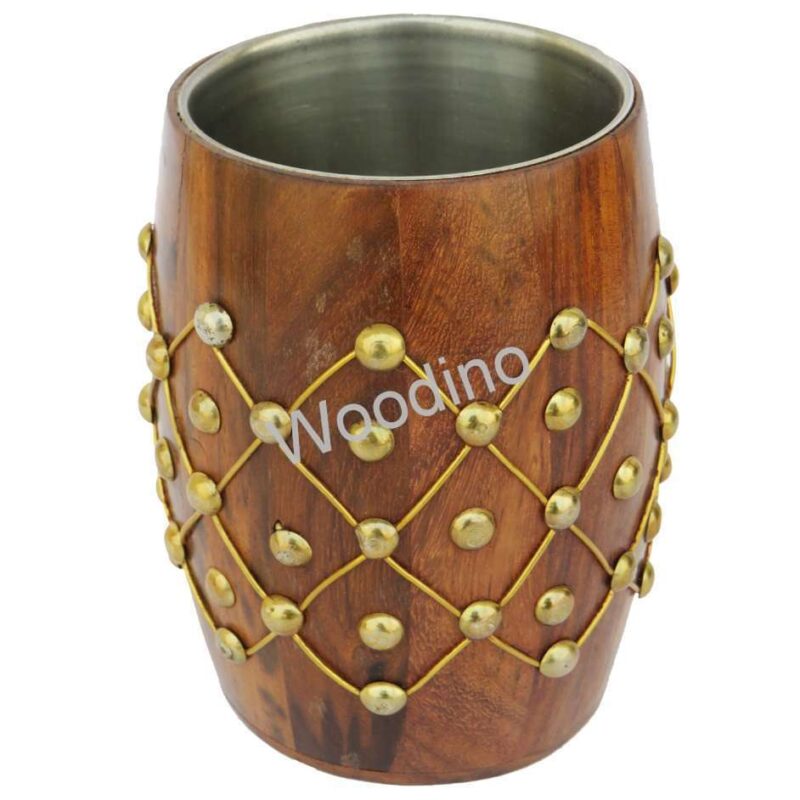 Woodino Steel Cup Inside Brass Heavy Work Pen Jar