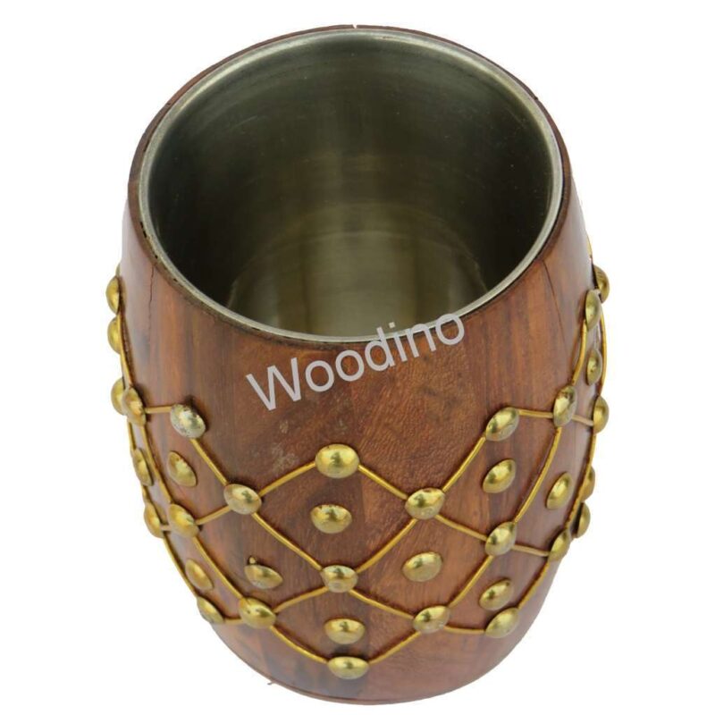 Woodino Steel Cup Inside Brass Heavy Work Pen Jar