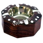 Woodino Octa Design Wooden Steel Bowl Ashtray