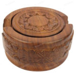 Woodino Premium Sheesham Wood Full Carved Round Coasters Set