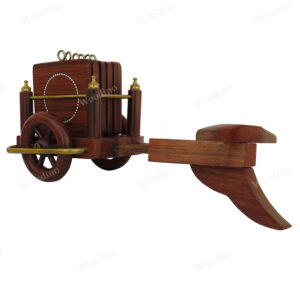 Woodino Sheesham Wood Premium Quality Bullock Cart Tea Coaster Set