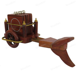 Woodino Sheesham Wood Premium Quality Bullock Cart Tea Coaster Set