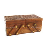 Woodino Sheesham Wood Carving Sliding Jewellery Box