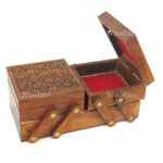 Woodino Sheesham Wood Carving Sliding Jewellery Box