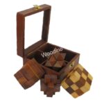 WOODINO 4 IN 1 BOX WOODEN STAR PYRAMID PUZZLE GAME