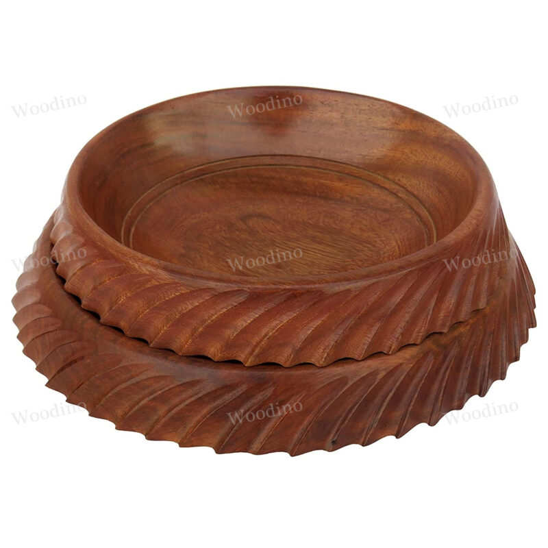 Woodino Sheesham Wood Round Cutter Bowl Set of 2