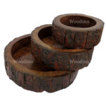 Woodino Premium Gifts Tree Bark Covered Bowl Logs set of 3