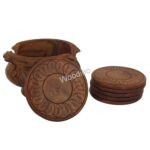 Woodino Lotus Base Scraped Premium Coaster Set