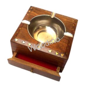Woodino Ashtray Made of Wooden With Drawer