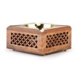 Woodino Brass Bowl Fitted Wooden Net Ashtray