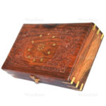 Woodino Carving and Brass Work Jewellery Box 10x6 Inch