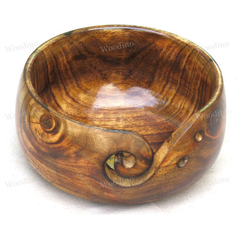 Woodino Mango Wood Premium Yarn Bowl 6x3 Inch