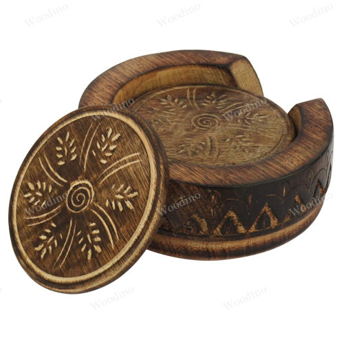 Woodino Mango Wood Premium Export Quality Coaster Set