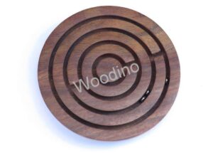 Sheesham Wood Labyrinth Puzzle Game 6 inch Goli Plate