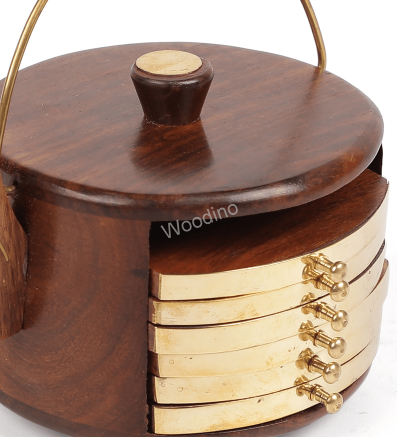 Woodino Kettle Shape Rosewood Coaster Set