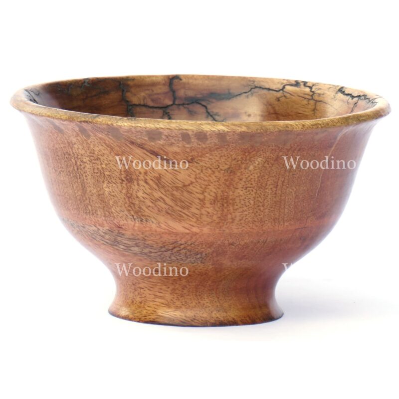 Woodino Acacia Wood Serving Bowl, Crackle Laser Design Inside (Size: 6x4 inch)