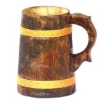 Woodino Unique Rustic Antique Knitted Wooden Beer Mug (6 x 4.5 x 3.5 inch)