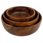 Woodino Sheesham Plain Wooden Bowls Set 4 Inch, 5 Inch, 6 Inch