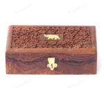 Woodino Floral Design Hand Carving Wooden Box (Size-8x5 inch)