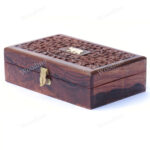 Woodino Floral Design Hand Carving Wooden Box (Size-8x5 inch)