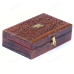 Woodino Floral Design Hand Carving Wooden Box (Size-8x5 inch)